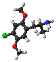 Ball-and-stick model of the 2,5-Dimethoxy-4-chloroamphetamine molecule