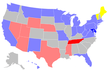 Color coded map of 2018 Senate races