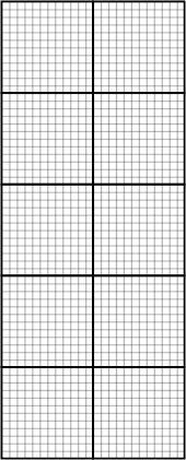 "Tall, slender rectangle divided into a grid of squares. The rectangle is two squares wide and five squares tall."