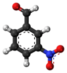 Ball-and-stick model of the 3-nitrobenzaldehyde molecule