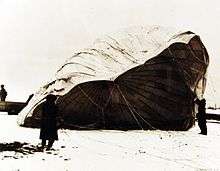 Deflated fire balloon found on the ground near Bigelow, Kansas on February 23, 1945