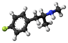 Ball-and-stick model of the 4-fluoromethamphetamine molecule