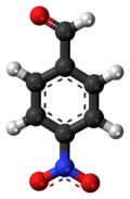 Ball-and-stick model of the 4-nitrobenzaldehyde molecule