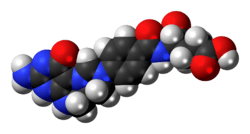 Space-filling model of the 5,10-methenyltetrahydrofolate cation