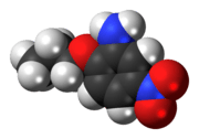 Space-filling model of the 5-nitro-2-propoxyaniline molecule