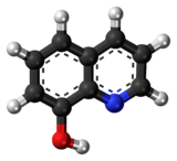 Ball-and-stick model of the 8-hydroxyquinoline molecule