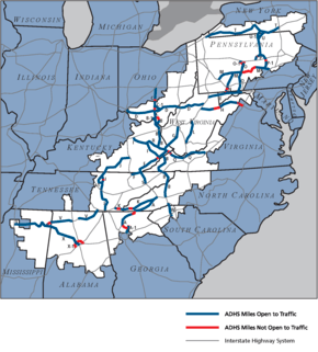 Map of the Appalachian Development Highway System