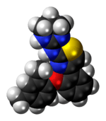 Space-filling model of the abafungin molecule