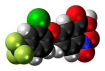 Space-filling model of acifluorfen