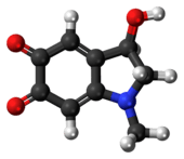 Ball-and-stick model of the adrenochrome molecule