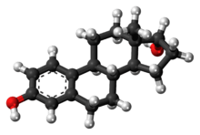 Ball-and-stick model of the alfatradiol molecule