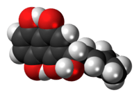 Space-filling model of the alkannin molecule