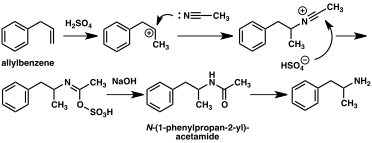 Diagram of amphetamine via Ritter synthesis