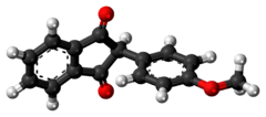 Ball-and-stick model of the anisindione molecule