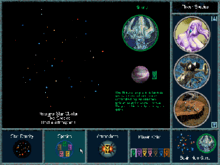 A square interface depicted the player's selection of species, star density, number of opponents, and political atmosphere.