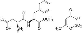 Skeletal formulas of aspartame-acesulfame salt