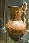 a late geometric Attic jug, with bands of repeating patterns