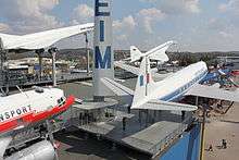 Aircraft on the roof of the museum building.