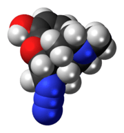 Space-filling model of the azidomorphine molecule