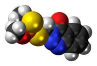 Space-filling model of the azinphos-methyl molecule