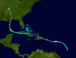 Rainfall map of Hurricane Baker