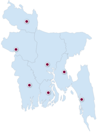 Bangladesh Map. Consisting the eight administrative division, and 64 districts.