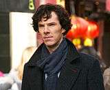 Benedict Cumberbatch filming Sherlock