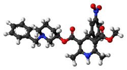 Ball-and-stick model of the benidipine molecule