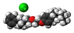 Space-filling model of the component ions benzethonium chloride