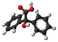 Ball-and-stick model of the benzilic acid molecule