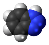 Space-filling model of the benzotriazole molecule