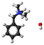 Ball-and-stick model of the benzyltrimethylammonium hydroxide ions