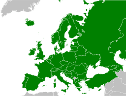 Map of Europe, encompassing the entire Bologna zone