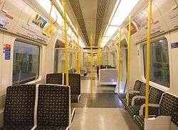 The interior of a Metropolitan line S8 Stock train