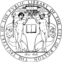 The Seal of the Trustees of the Boston Public Library, as designed by Augustus Saint-Gaudens