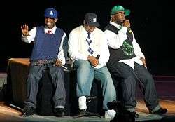 Boyz II Men at the Genting Highlands, Malaysia in 2007. Left to right: Shawn Stockman, Nathan Morris, and Wanya Morris.