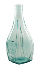 A pale blue glass bottle