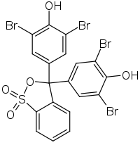 Skeletal formula of bromophenol blue in cyclic form