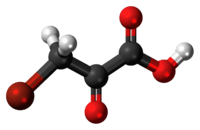 Ball-and-stick model of the bromopyruvic acid molecule