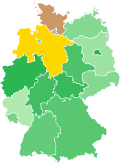 A coloured map of the states of Germany