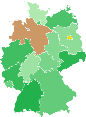 A coloured map of the states of Germany