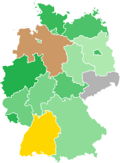 A coloured map of the states of Germany