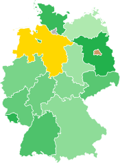 A coloured map of the states of Germany