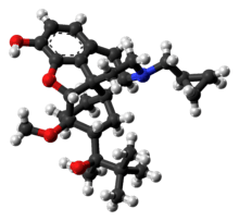 Ball-and-stick model of the buprenorphine molecule