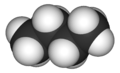 Space-filling model of the butane molecule