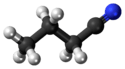 Ball-and-stick model of the butyronitrile molecule