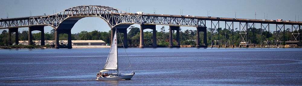 Interstate 10 crossing the Calcasieu River Bridge between Lake Charles and Westlake