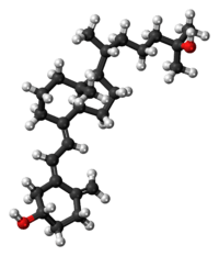 Ball-and-stick model of the calcifediol molecule