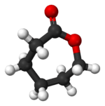 Ball-and-stick model of the caprolactone molecule