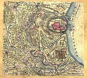 Map of the battle of Shiloh depicting troop movements